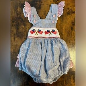 Lil Cactus SeerSucker Flag Onsie